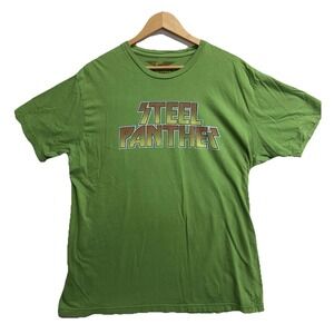Steel Panther Band T-Shirt Men's Large Green Heavy Metal Graphic Concert Tee